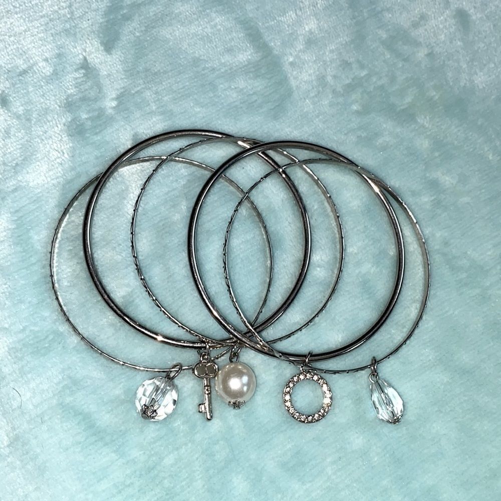 Vintage set of 5 silver charm bracelets
